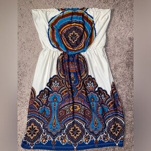 Charlotte Russe Women’s Strapless Boho Print Paisley Dance Dress Size Medium